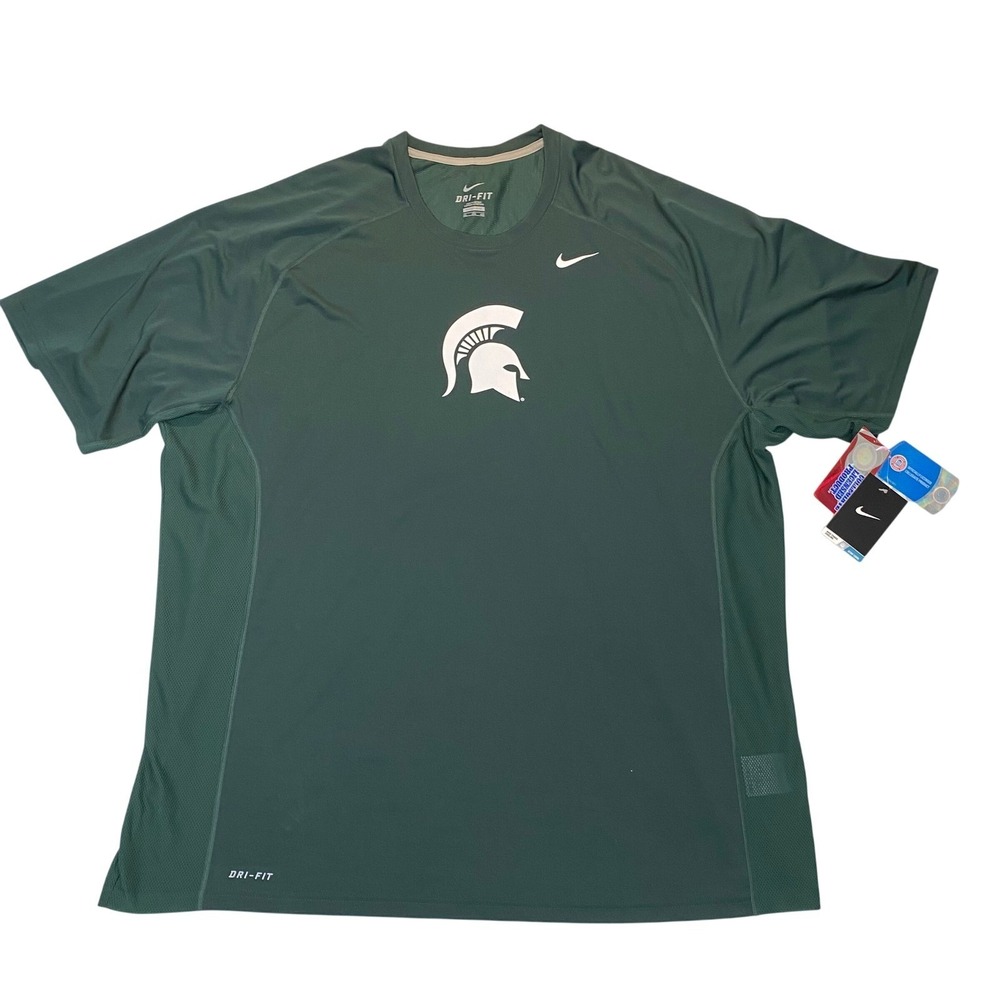 Nike Dri-FIT Michigan State Spartans Shirt Mens 4XL Green NCAA NWT